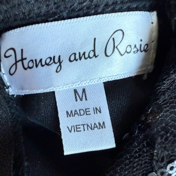 Honey & Rosie Womens Black Sequin High Neck Dress Size M retro vibes Whimsigoth - Picture 15 of 15